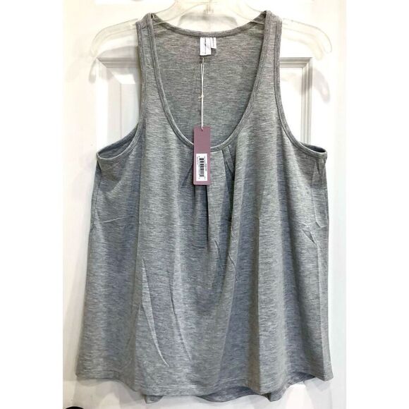 BARE NECESSITIES - NWT - L Sz L - Rouched Neck Jersey Tank Top in Heather Grey - Picture 5 of 7